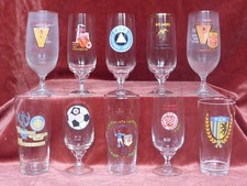 Konvolut 10x altes Glas Bierglas Biergläser Gläser DDR Fußball Cottbus Zwickau..