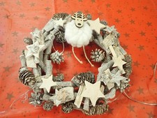 Weihnachten Türkranz Natur Weide Treibholz grau mit LED Lichterkette ø30cm Timer