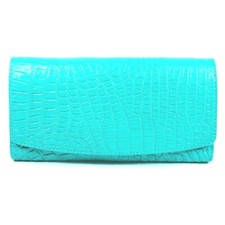 Neue türkis-grüne dreifach faltbare Clutch Geldbörse Portemonnaie aus echtem ...