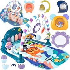 MalPlay blaue Spielmatte mit Spielbogen für Baby mit Musik Spieldecke mit Klavie
