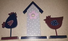 3er Set Ostern ♥ Holz Frühling Sommer Dekoration Deko Aufsteller Küken Huhn Haus