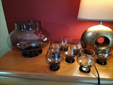 Bowle Service Vintage Frankreich Rauchglas 7Becher