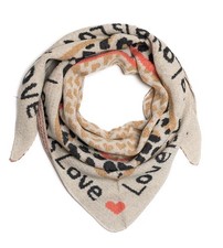 Damen Dreiecksschal Strickschal Love is Love Schal Herz Leo Print Winterschal