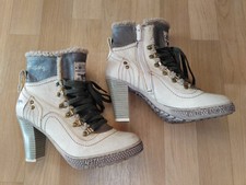 Mustang - Damen Stiefeletten Gr. 37 - Beige - hoher Absatz