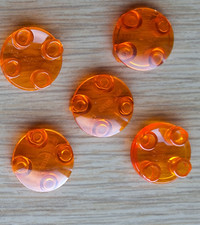 Lego 5 x Gleiter Fliese Teller Scheinwerfer rund 2x2 transparent orange 2654