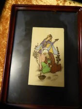 Asiatika - Alte feine Malerei auf Bein - galante Szene