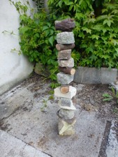 Stein Holz Stele Säule Steinstele 84 cm 11,8 Kg Steinsäule Steinturm Garten DEKO