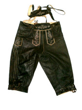 HERREN TRACHTEN LEDERHOSE ECHTLEDER GLATTLEDER KNIEBUNDHOSE Gr. 46/48 BRAUN