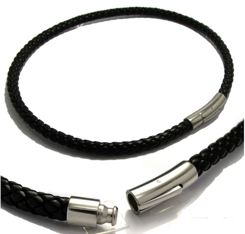 Edelstahl herren lederhalsband - edelstahl,