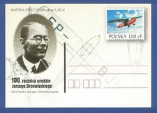 Ganzsache Polen 2002, Sportflugzeug SP-BJN, Flugzeug-Konstrukteur J. Drzewiecki