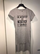 Neu Sehr Schönes Damen Kurzarm Tshirt Long Top Grau Aufdruck Blogger Gr M 