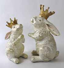 Hase Ostern Krone 19cm 24cm Figur Brocante Osterhase Shabby Vintage Deko Figur