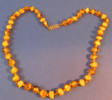 Vintage Murano Glas Kette, 60 cm, Kugeln 8 mm, einzelngeknotet, Bernstein Farben