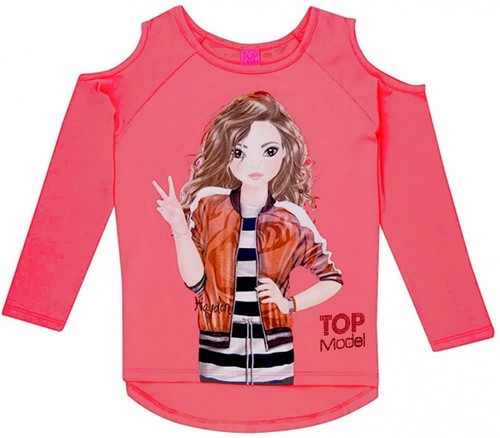 Top model langarmshirt mit - top,