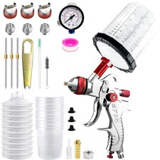 HVLP Lackierpistole Spritzpistole 1.4/1.7/2.0mm 3 Düsen mit 650ml Mischbechern