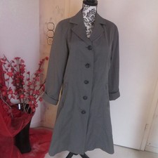 Damen Mantel lang leicht Übergangsmantel Jacke  gefüttert Grau Gr. 42/L