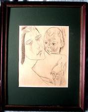 HEINRICH NAUEN >Mutter und Kind< orig.Radierung, 1919, 34x25, Velin, mit Rahmen,