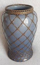 Japanische Manufaktur, Rarität, Jugendstil Vase mit Bronzegeflecht, 1900,gemarkt