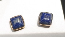 SCHMUCK-STCK Ohrring Lapis Lazuli blau quadrat SILBER Facetten Stecker vergoldet