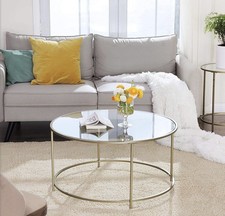 Couchtisch rund,Glastisch mit goldenem Eisen-Gestell R2313215A+LGT21G