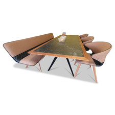 Hülsta Essgruppe Solid Tisch Bank 3 Stühle Nussbaum Massiv Geölt