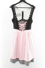 Oscartrachten Damen Dirndl Kleid Gr. 44 Schwarz Rosa Baumwolle #EK-15