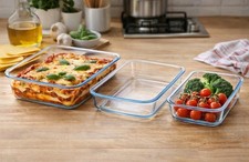 3er set glas - set, auflaufform