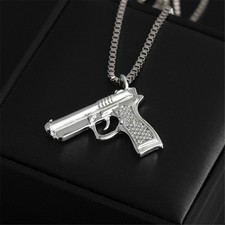 HIP HOP Anhänger: Waffen-Gun-Halskette - Gangster, Biker, Waffe, Pistole Kette