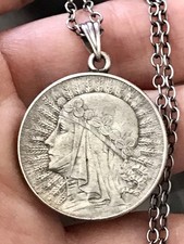 Antik Halskette Münze Jadwiga