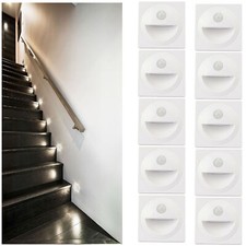 10x LED Treppenbeleuchtung mit Bewegungsmelder 230V Treppenlicht Rund Dose 60mm