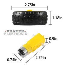 Gleichstrom motor Gleichstrom 3-6V Doppel wellen getriebe mit 65mm Kunststoffrad