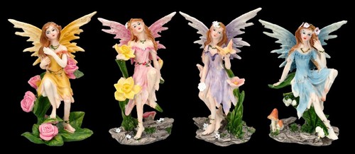 Elfen figuren mit blumen 4er - figuren,