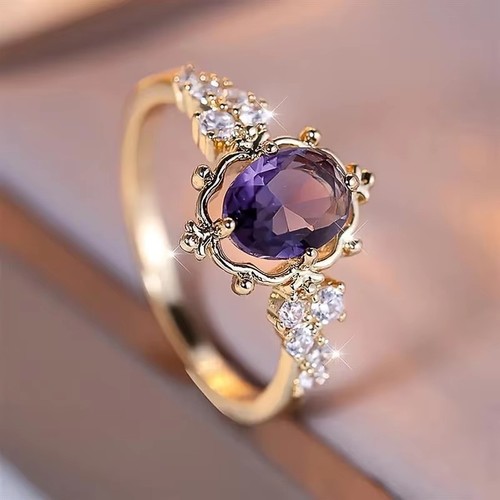 Ring gold lila - lila, stein