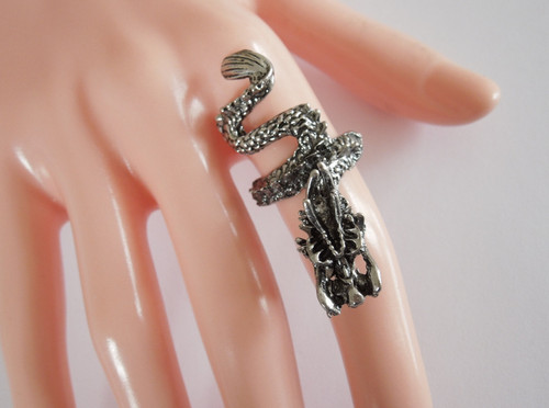 Ring drache groß silberton - ring,