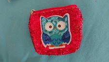 kleine Geldbörse Portemonnaie Kindergeldbörse Eulen pink Geldbeutel Pailletten