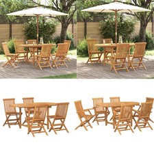 Sitzgruppe Gartengarnitur mit Klappbarer Hocker Holzgarnitur Gartenmöbel Set DE