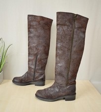 robuste Overkneestiefel Gr. 40 Langschaft Stiefel Überkniestiefel echtes Leder