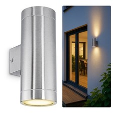 Wandlampe TIRA up&down Außen-Aufbau-Wandleuchte Edelstahl, 2 x GU10 5W warmweiß