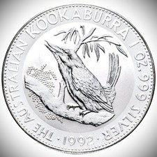 KOOKABURRA 1992 Feinsilber Unze Stempelglanz 999er 1 oz Silver Australia OVP