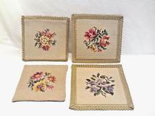Gobelin Untersetzer 4. Deckchen Gobelin Stickerei mit Brokat Borte Vintage Retro