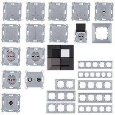 EXEN | Silber | Schuko Steckdose Schalter Taster Dimmer SAT TV