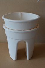 2x Geländertopf Balkontopf Blumentopf Pflanzkübel weiß Kunststoff Ø 27 cm NEU