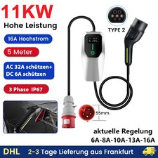 11KW 16A 5m EV Ladekabel Elektroautos 3 Phase Typ2 Einstellbarer Strom Tragbares