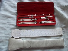 Voigt Zirkelkasten 7 teilig, Schul-Reisszeug und Rechenschieber