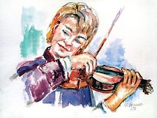 Geigerin  Aquarell 2002 Michaela Krinner 1915-2006 Violinistin Musiker Geige