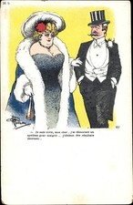 Künstler Ak Je suis ravie, mon cher, Dicke Frau im Mantel, Mann im... - 2624157