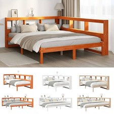 Massivholzbett mit Regal ohne