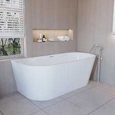 Oval halb freistehende Badewanne Badewanne Acryl Freistehende Badewanne