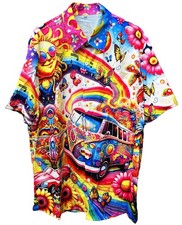 70er Jahre Buntes, Hippie, Retro Herren Hemd Kurzarm  Gr. XL