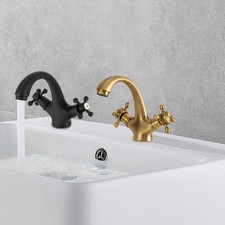 Zweigriff retro Waschtisch Armatur Waschbecken Wasserhahn nostalgie Kreuzgriff
